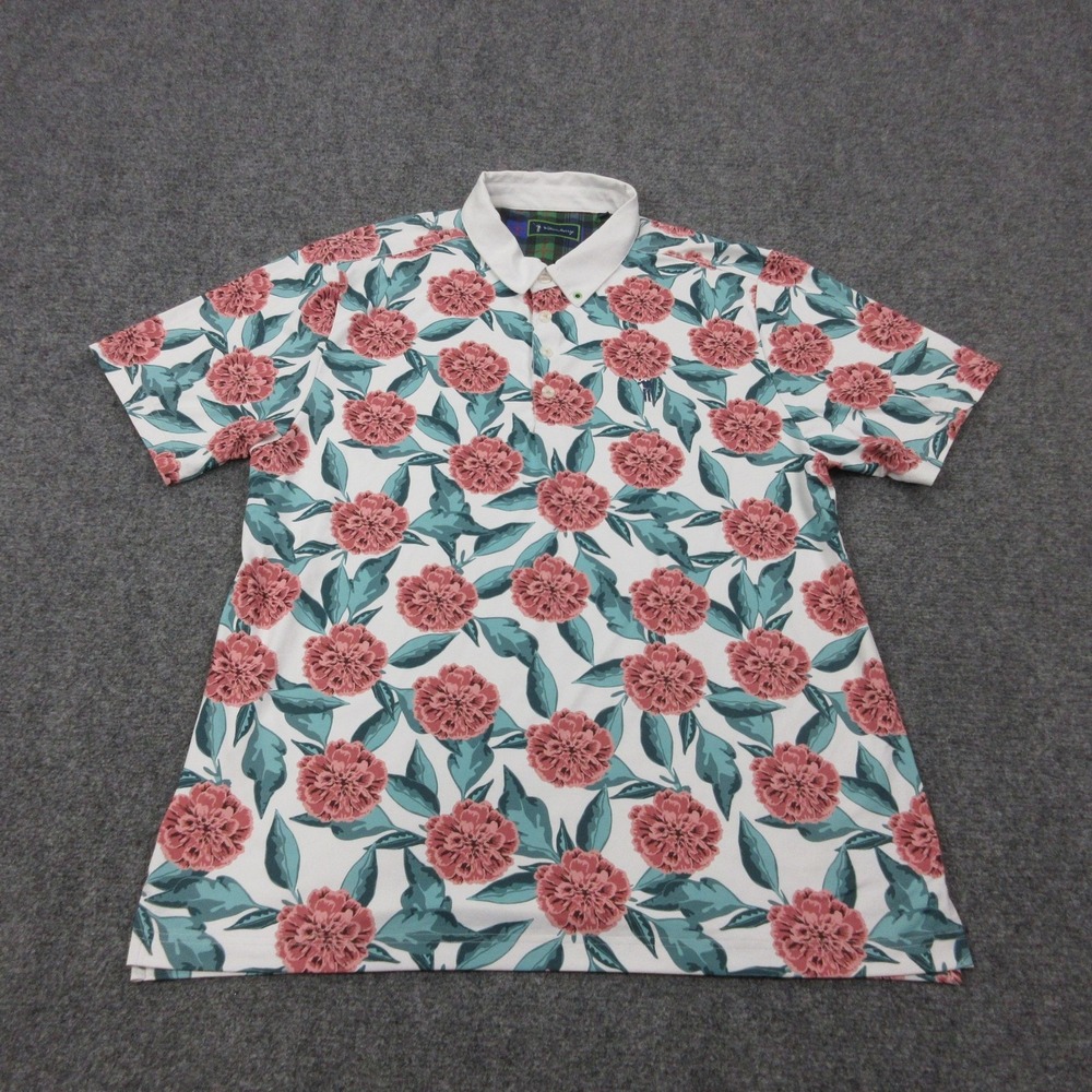 William Murray Polo Shirt Mens L Multicolor Floral Polyester Golf Stretch